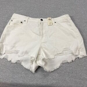 Aerie White Distressed Denim Cutoff Shorts Size L MSRP $49